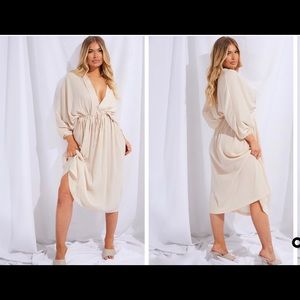 Tie Waist Batwing Sleeve Dress